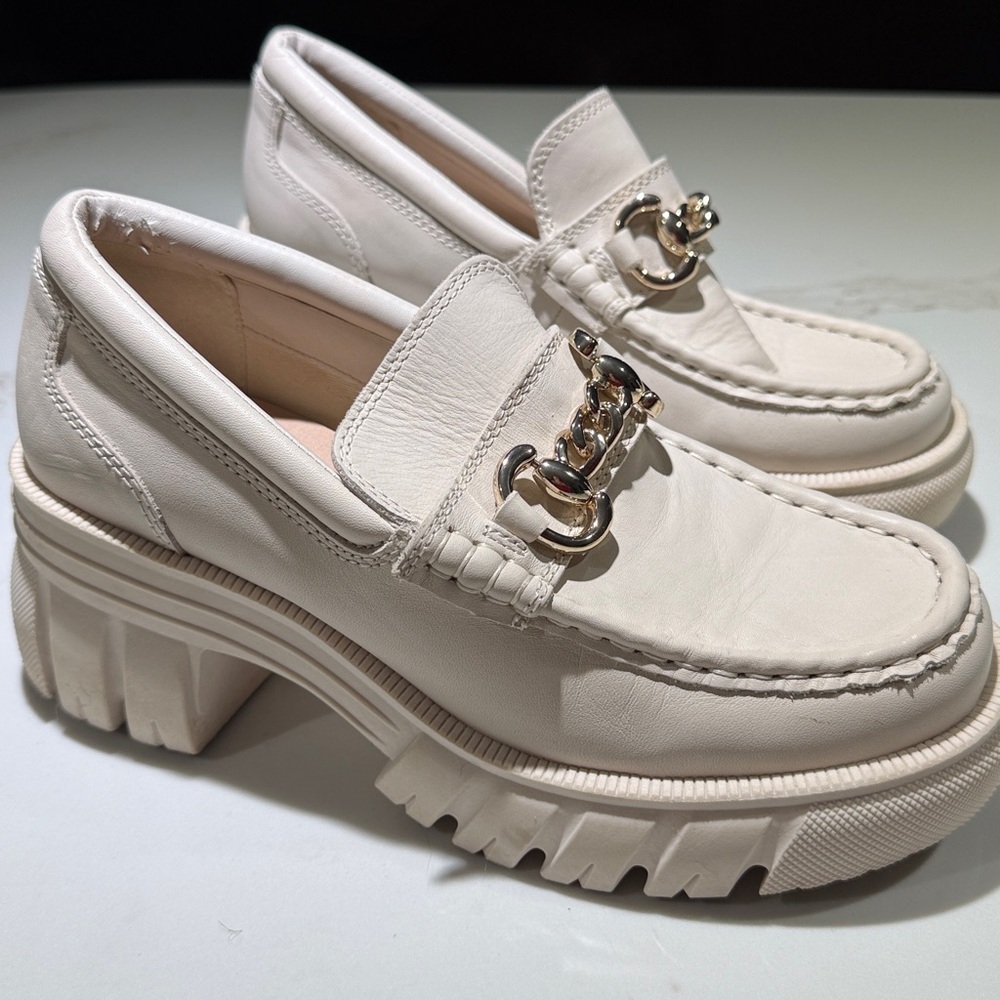 ALDO Lightweight Platform Chain Loafers Off White Size 8